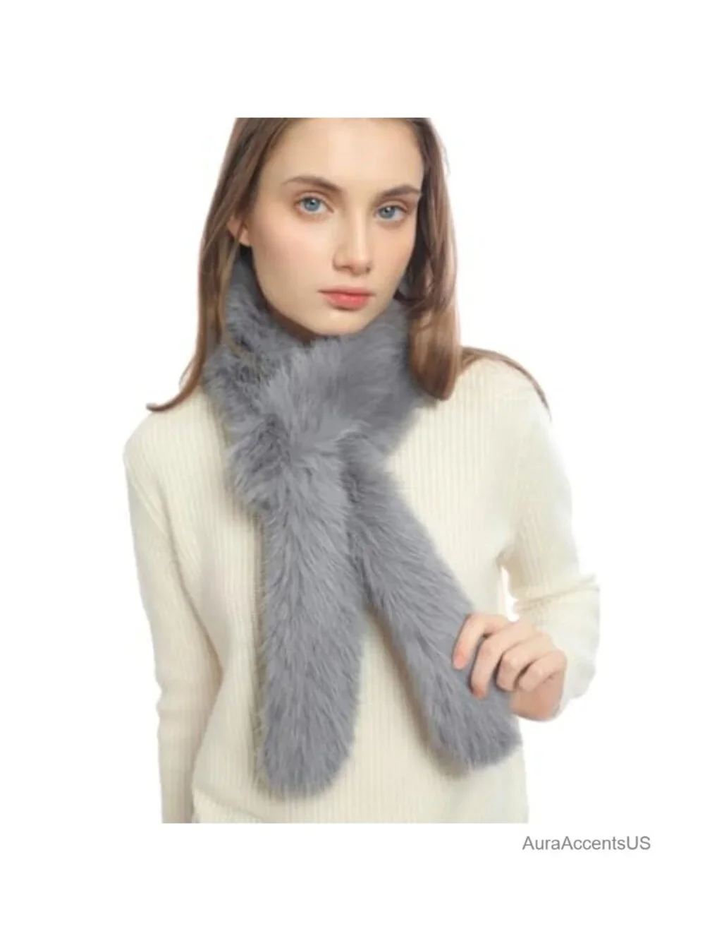 Faux Fur Collar Scarf Women Winter Neck Warmer Wrap